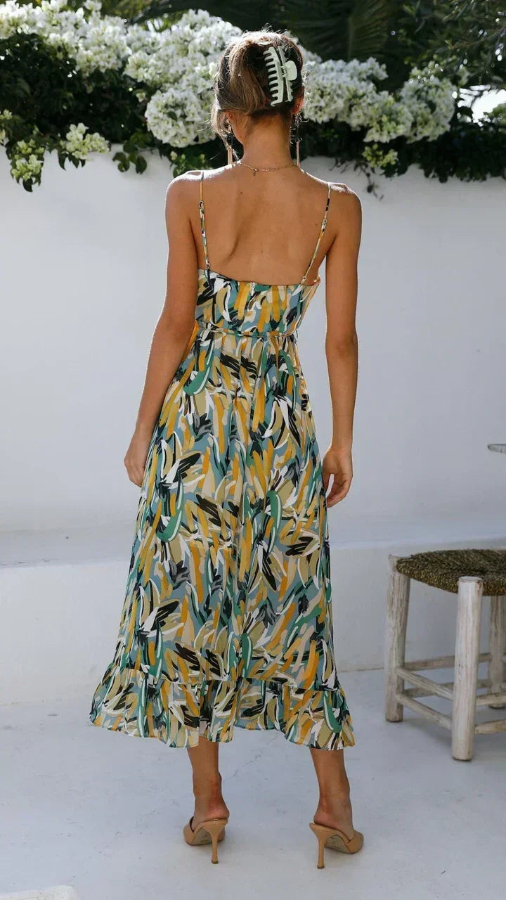 Agathe | Robe Midi Femme Imprimée Fluide