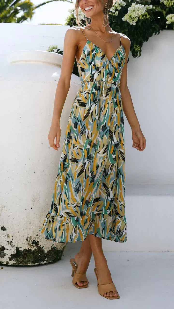 Agathe | Robe Midi Femme Imprimée Fluide