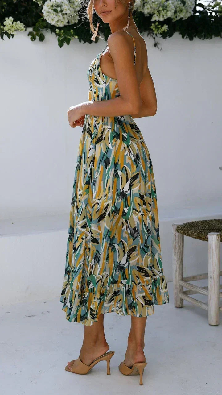 Agathe | Robe Midi Femme Imprimée Fluide