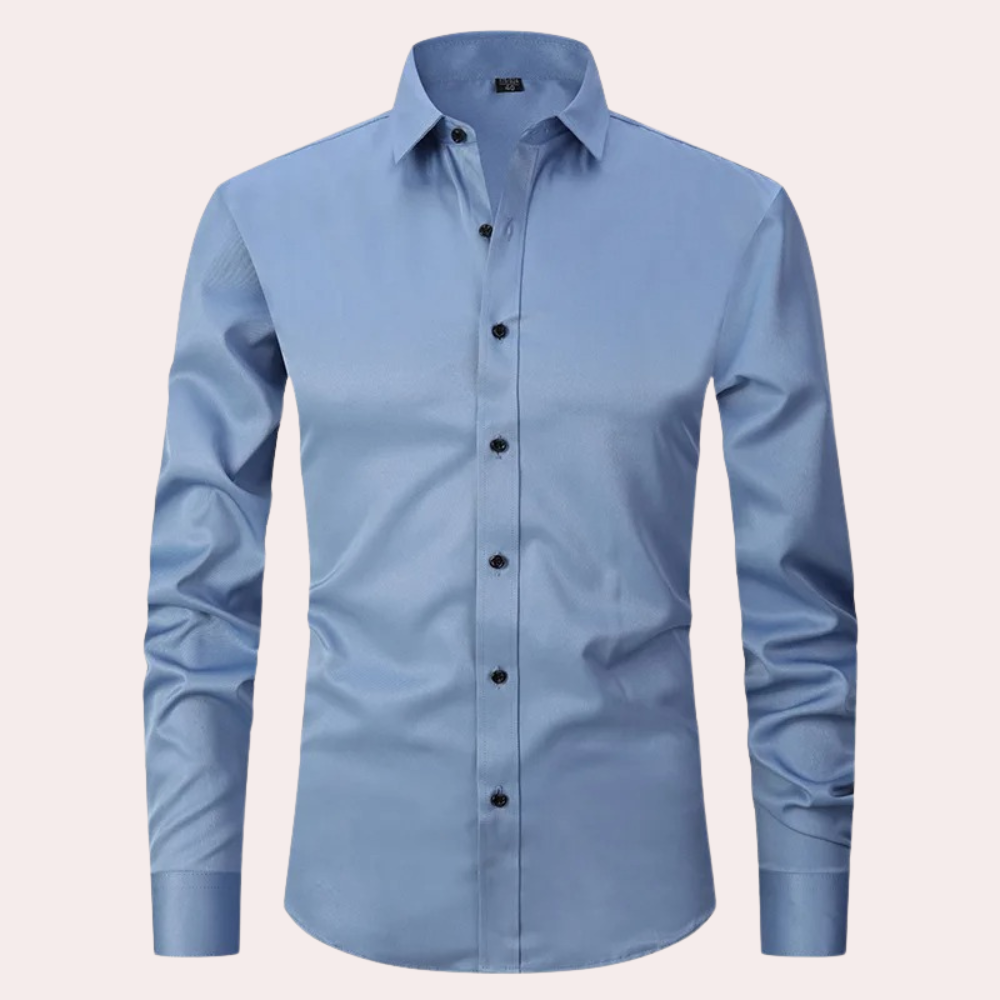 Alexandre | Chemise Homme Satin Bleu Canard