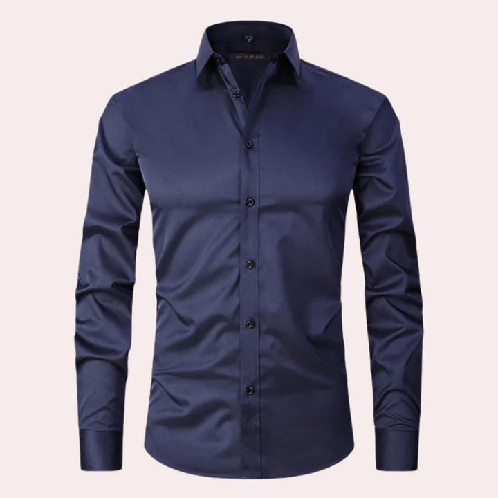 Alexandre | Chemise Homme Satin Bleu Canard