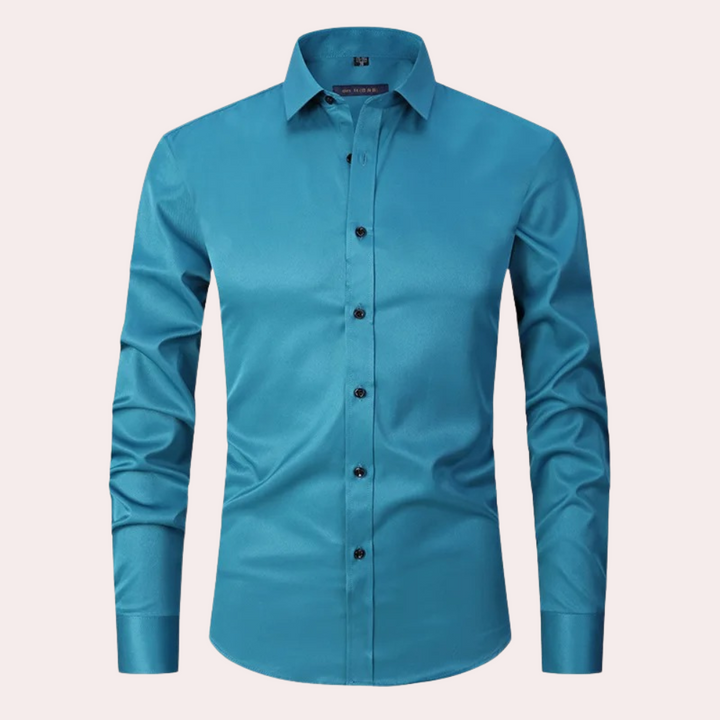 Alexandre | Chemise Homme Satin Bleu Canard