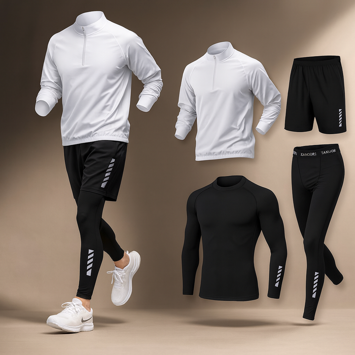 Alexandre | Ensemble Sport Homme Noir Blanc Compression