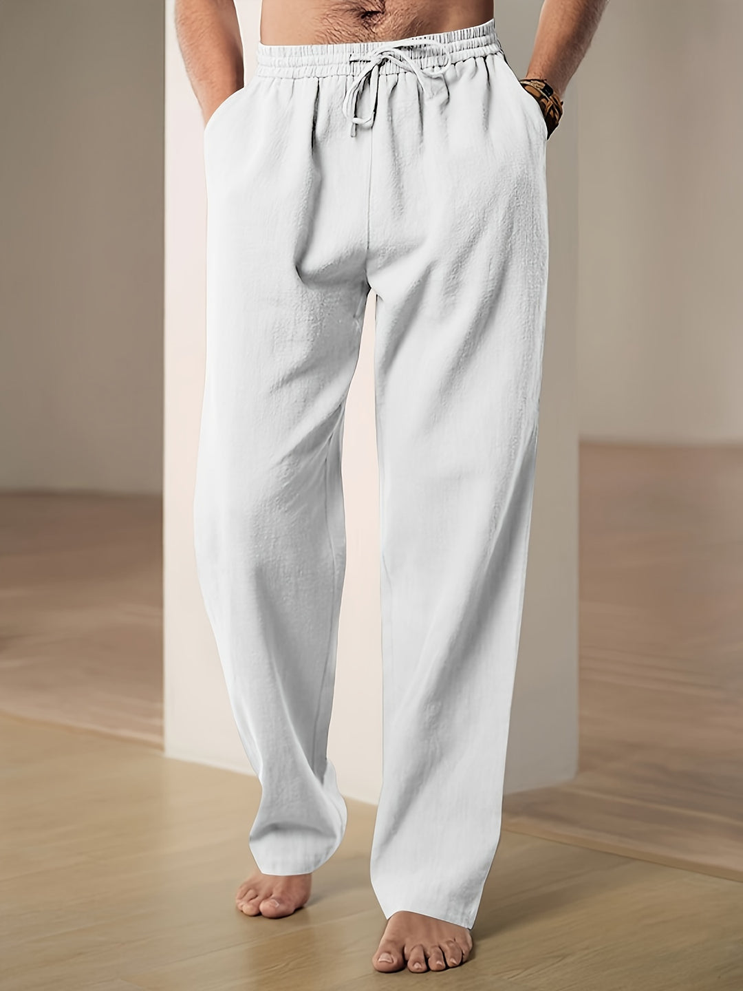 Alexandre | Pantalon Lin Blanc Homme Coupe Droite