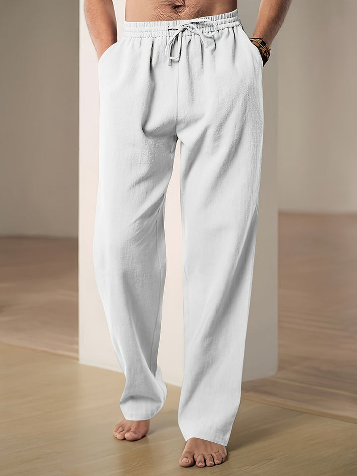 Alexandre | Pantalon Lin Blanc Homme Coupe Droite