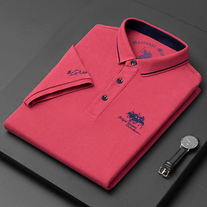 Alexandre | Polo Homme Gris Manches Courtes Col Boutonné