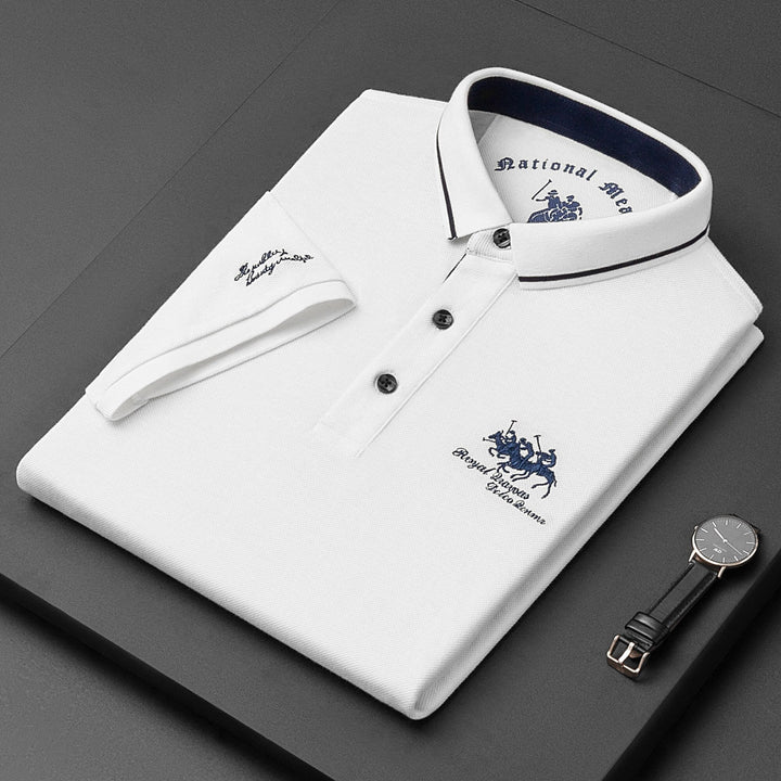 Alexandre | Polo Homme Gris Manches Courtes Col Boutonné