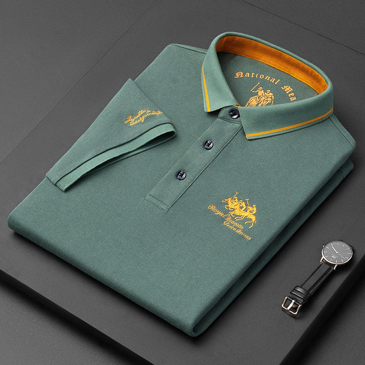 Alexandre | Polo Homme Gris Manches Courtes Col Boutonné
