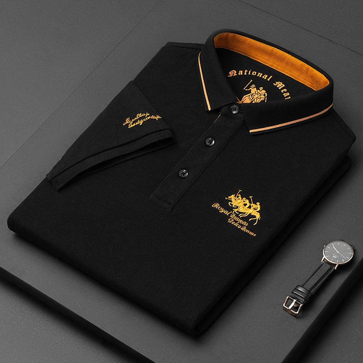Alexandre | Polo Homme Gris Manches Courtes Col Boutonné