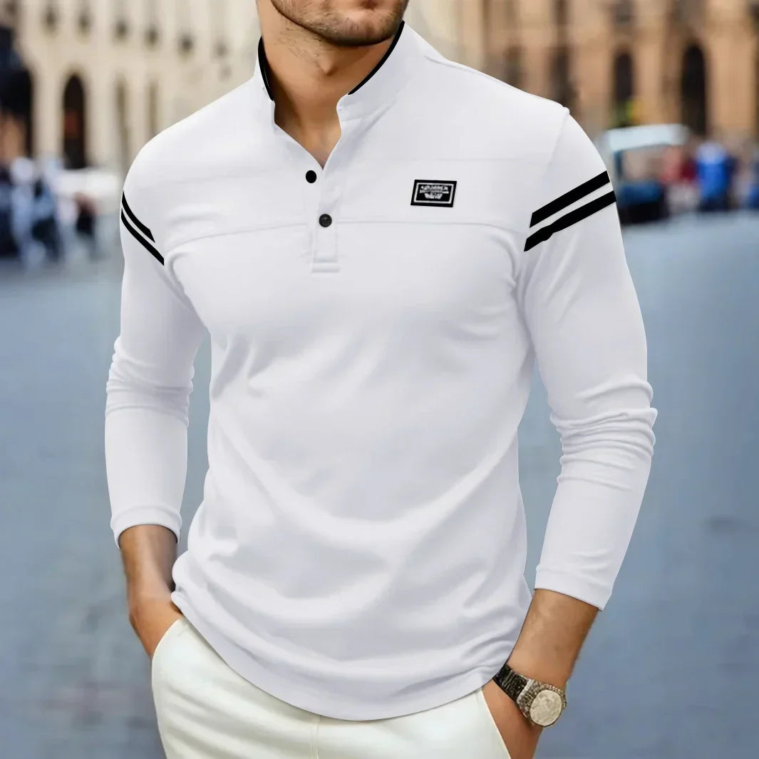 Alexandre | Polo Homme Manches Longues Col Montant