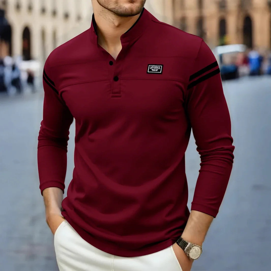Alexandre | Polo Homme Manches Longues Col Montant
