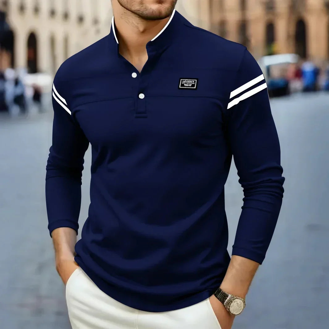 Alexandre | Polo Homme Manches Longues Col Montant