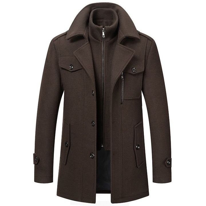 Alexis | Caban Homme Noir Laine Col Montant