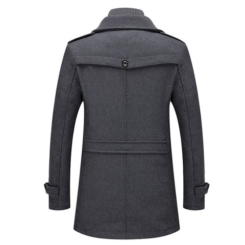 Alexis | Caban Homme Noir Laine Col Montant