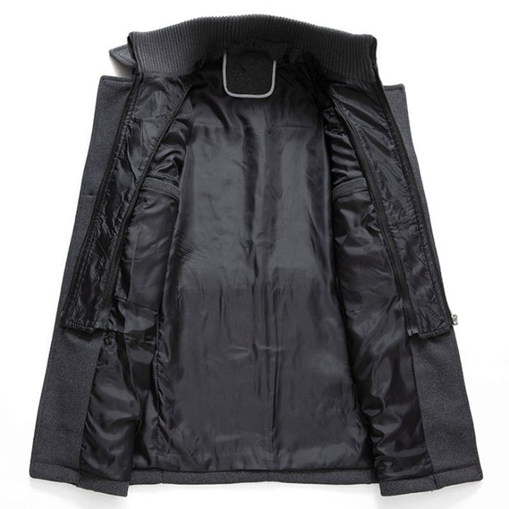 Alexis | Caban Homme Noir Laine Col Montant