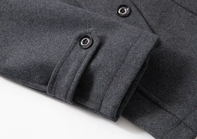 Alexis | Caban Homme Noir Laine Col Montant