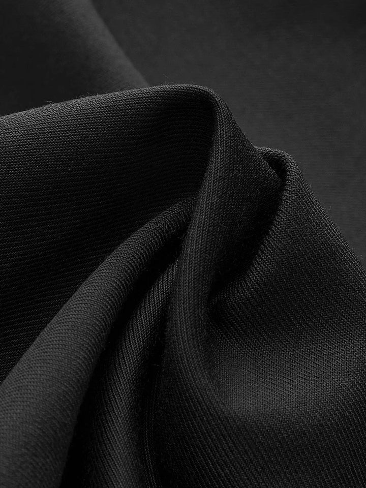 Alexis | Pantalon Large Noir Asymétrique Taille Boutonnée