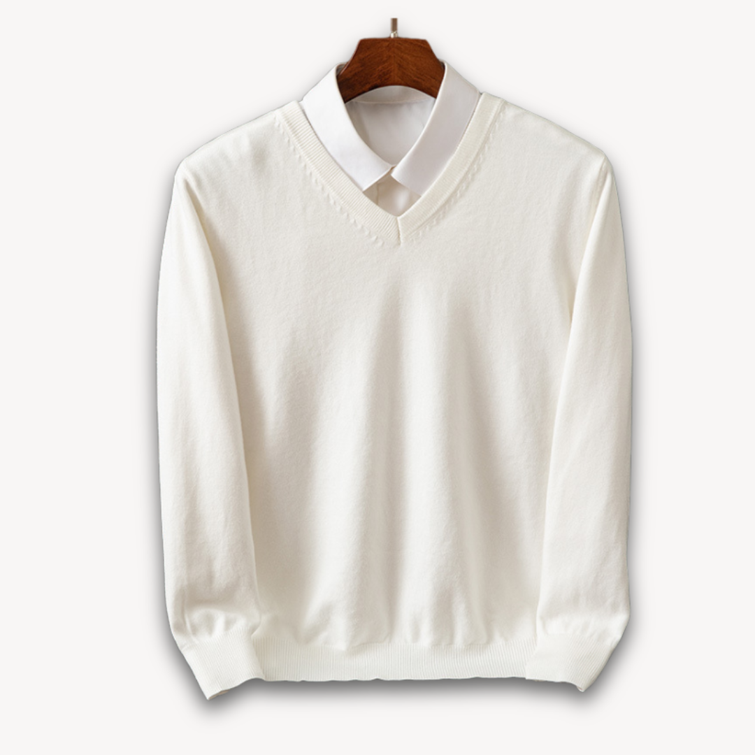 Alexis | Pull Col V Noir Manches Longues Coupe Ample