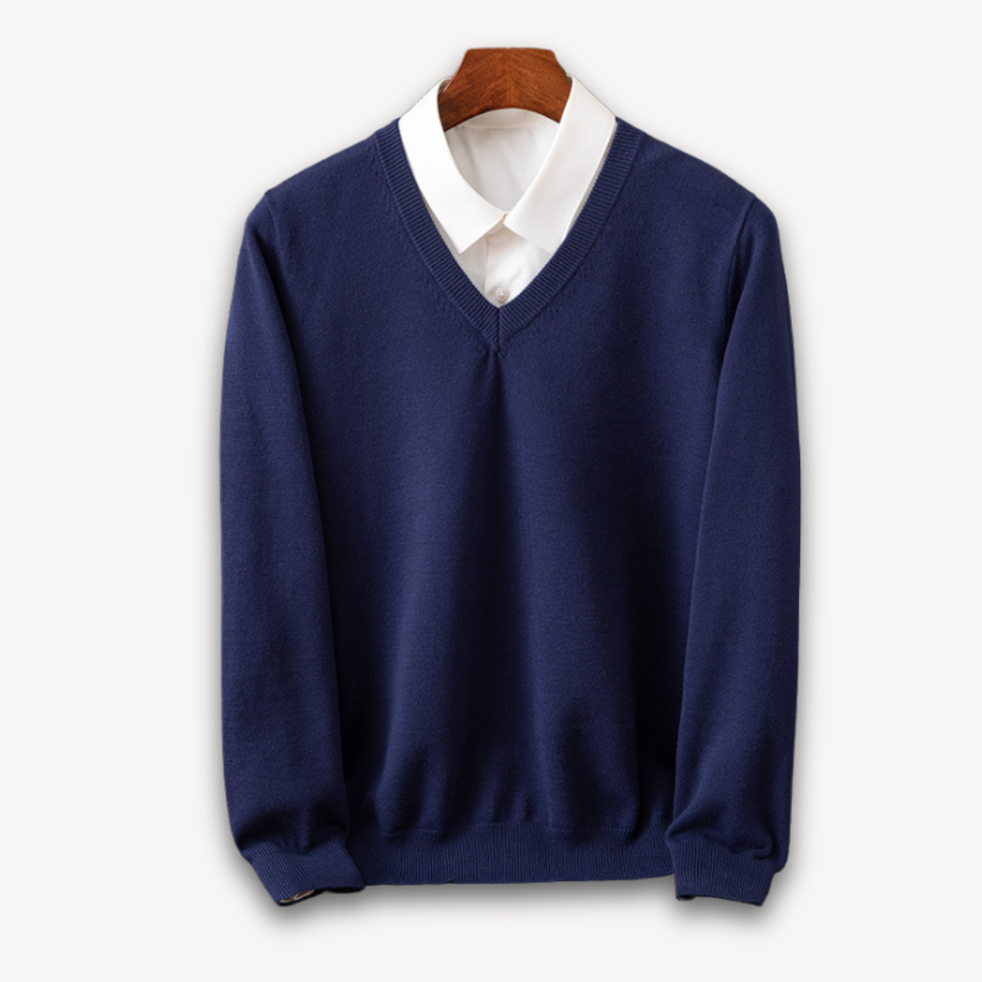 Alexis | Pull Col V Noir Manches Longues Coupe Ample