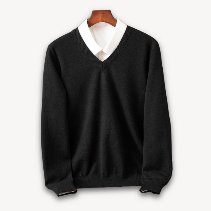Alexis | Pull Col V Noir Manches Longues Coupe Ample