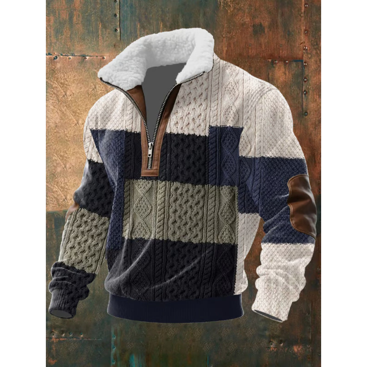 Alexis | Pull Homme Col Zippé Maille Géométrique
