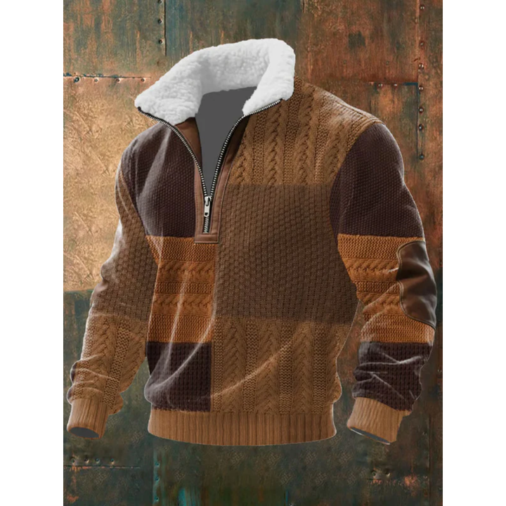 Alexis | Pull Homme Col Zippé Maille Géométrique