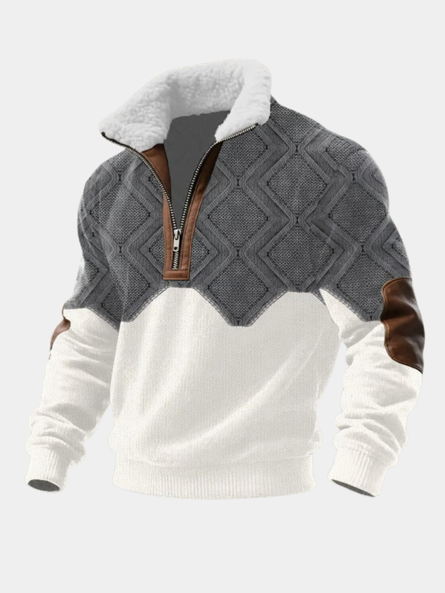 Alexis | Pull Homme Col Zippé Maille Géométrique