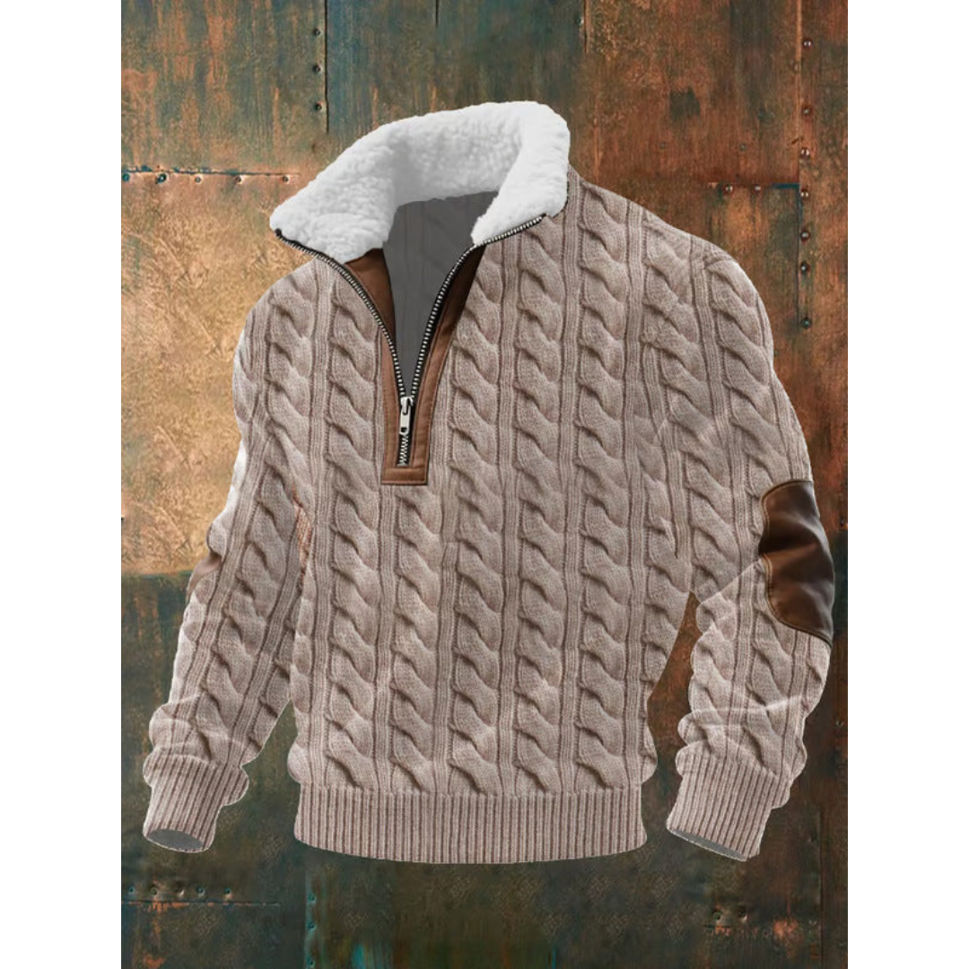 Alexis | Pull Homme Col Zippé Maille Géométrique