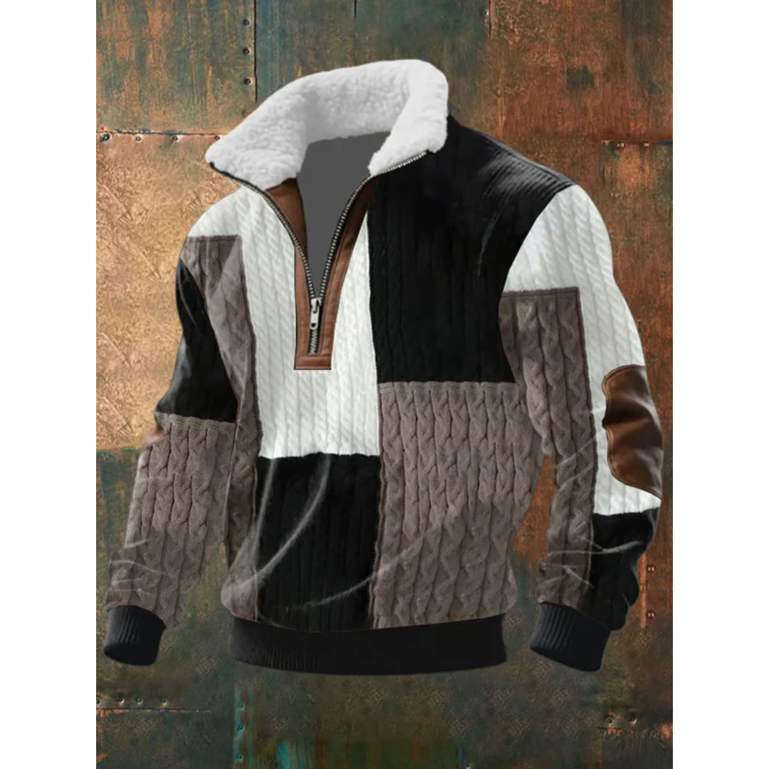 Alexis | Pull Homme Col Zippé Maille Géométrique