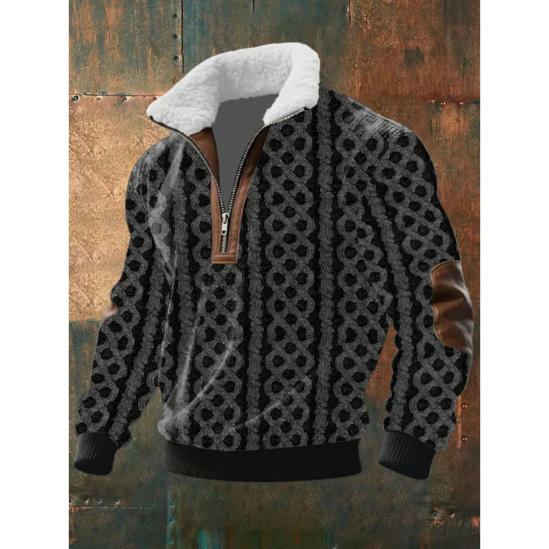 Alexis | Pull Homme Col Zippé Maille Géométrique