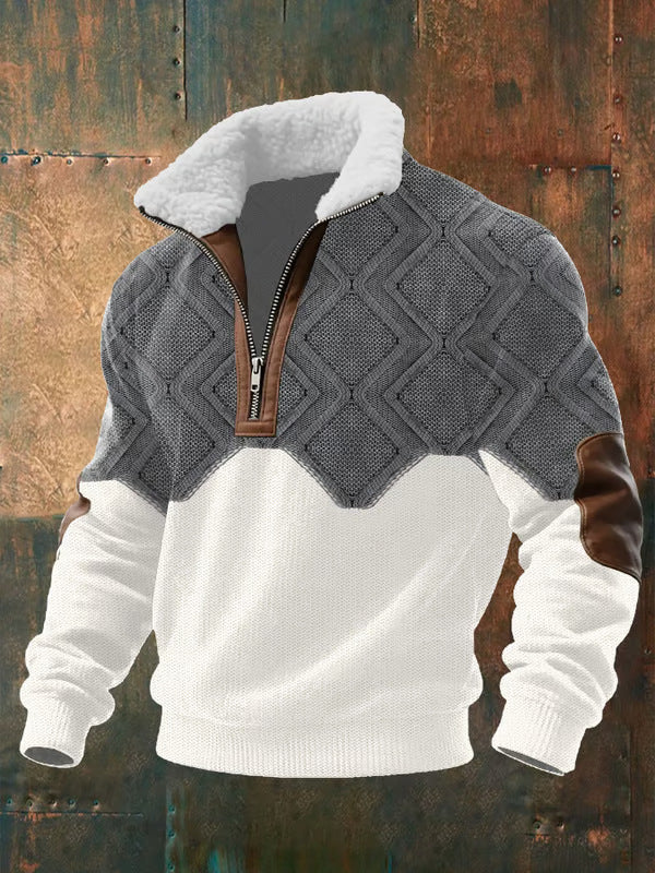 Alexis | Pull Homme Col Zippé Maille Géométrique
