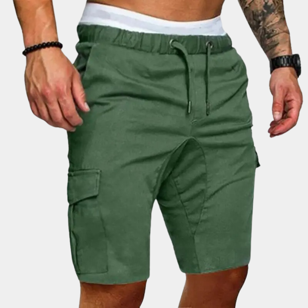 Alexis | Short Cargo Homme Noir Taille Élastique