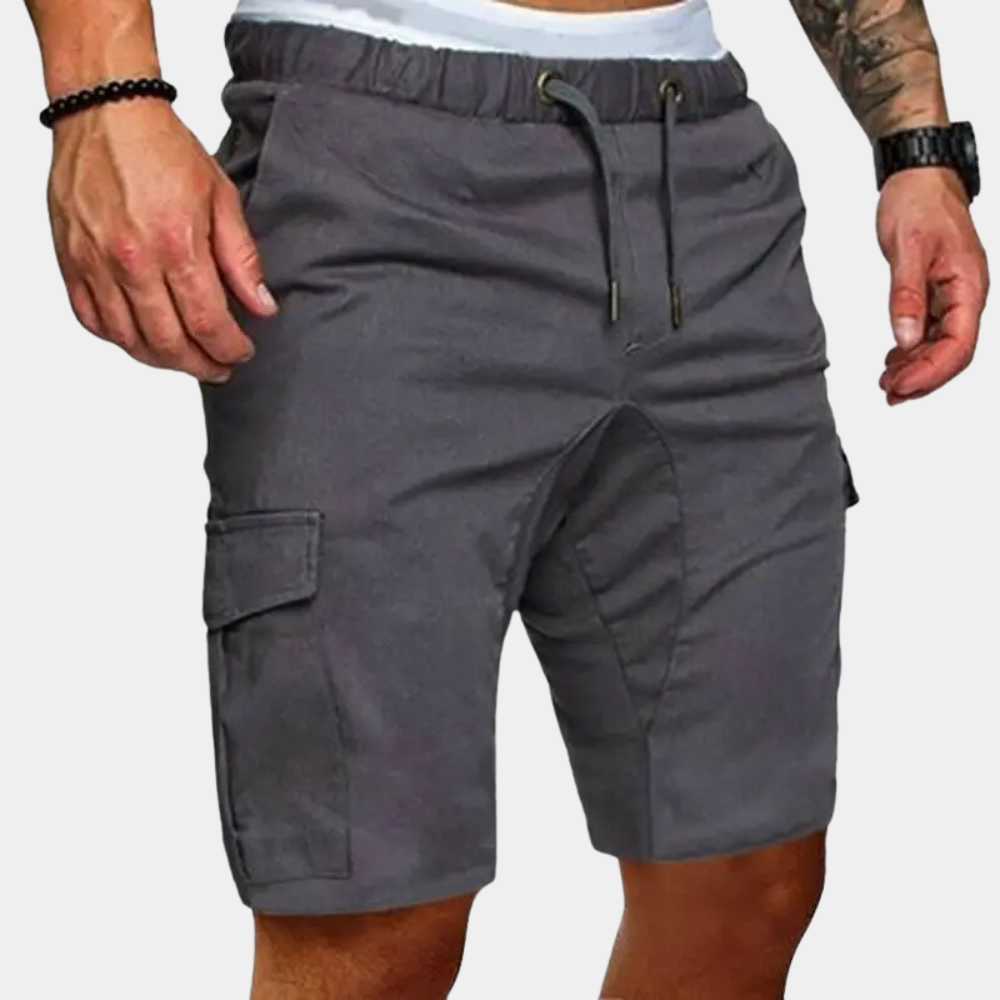 Alexis | Short Cargo Homme Noir Taille Élastique