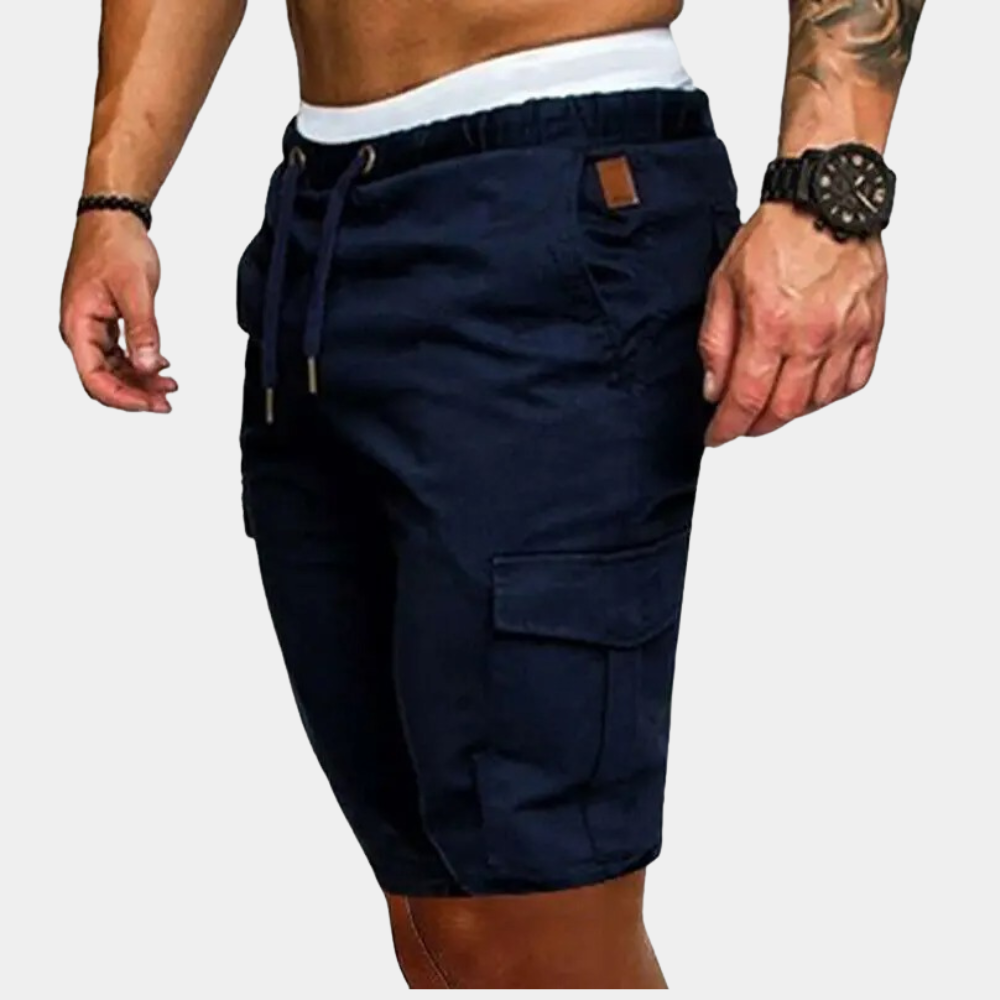 Alexis | Short Cargo Homme Noir Taille Élastique