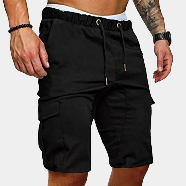 Alexis | Short Cargo Homme Noir Taille Élastique