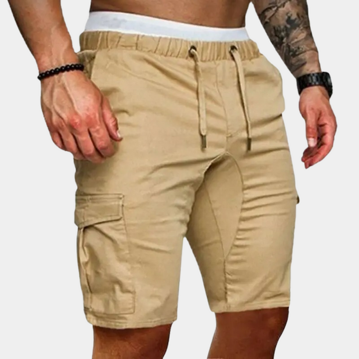 Alexis | Short Cargo Homme Noir Taille Élastique
