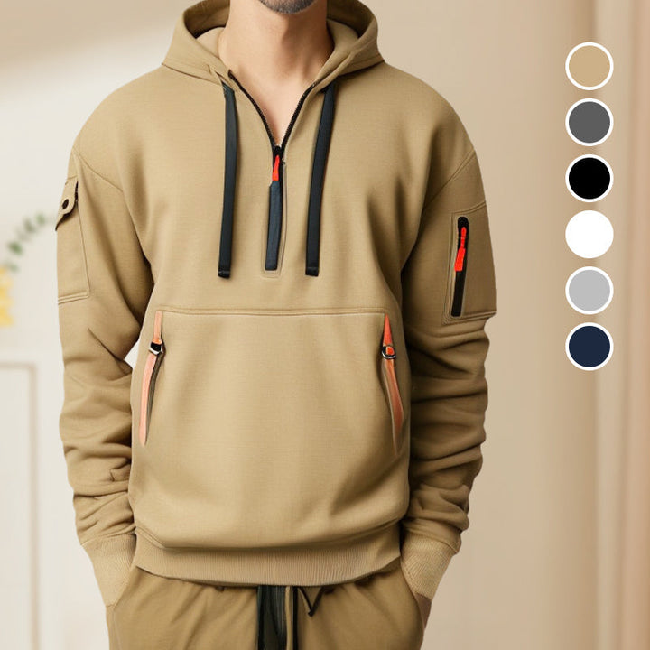 Alexis | Sweat à Capuche Zippé Noir Coupe Ample