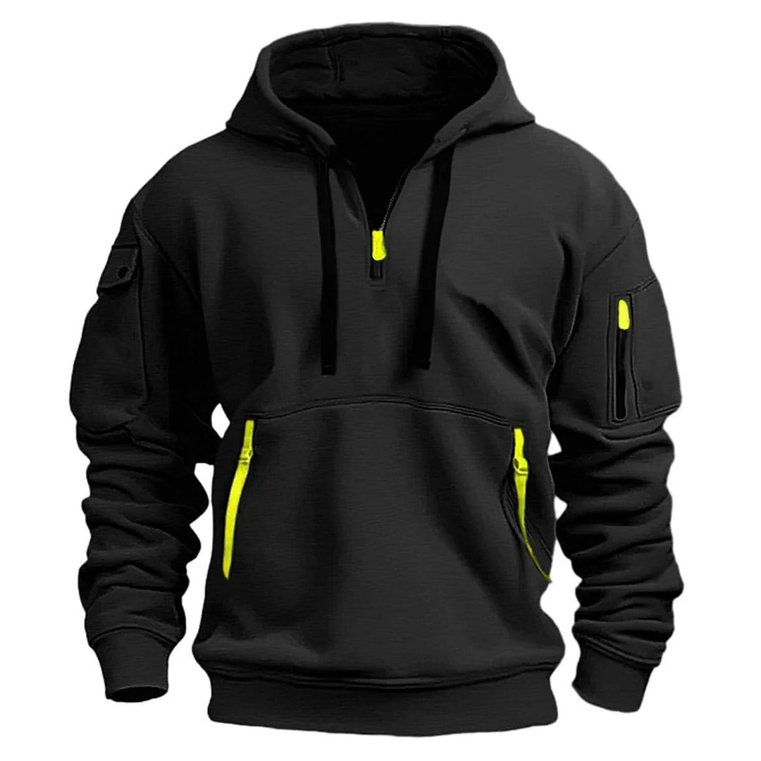 Alexis | Sweat à Capuche Zippé Noir Coupe Ample