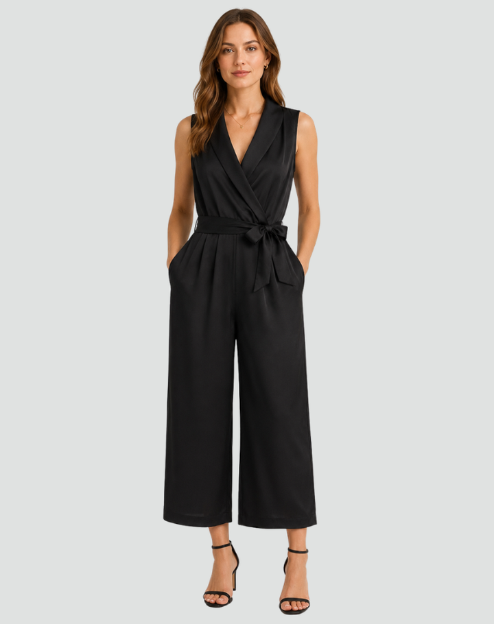 Alice | Combinaison Femme Portefeuille Sans Manches Jambe Large