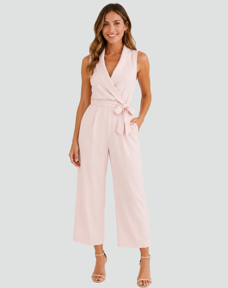 Alice | Combinaison Femme Portefeuille Sans Manches Jambe Large
