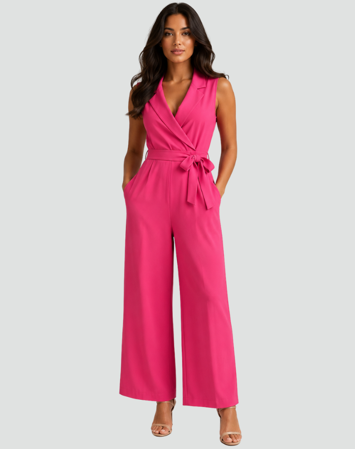 Alice | Combinaison Femme Portefeuille Sans Manches Jambe Large