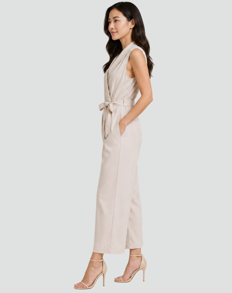 Alice | Combinaison Femme Portefeuille Sans Manches Jambe Large
