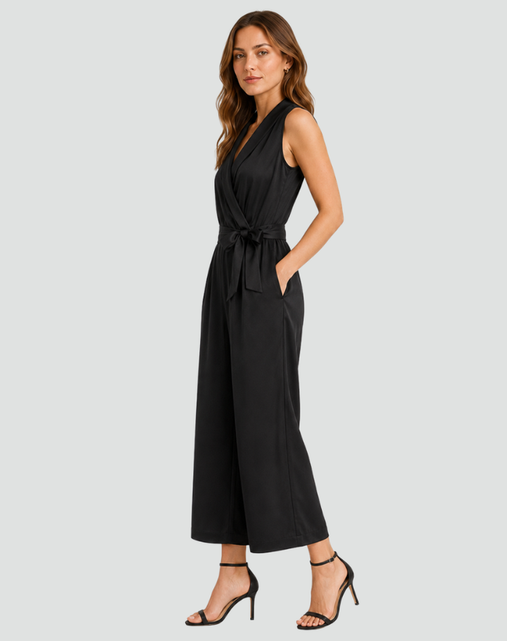 Alice | Combinaison Femme Portefeuille Sans Manches Jambe Large