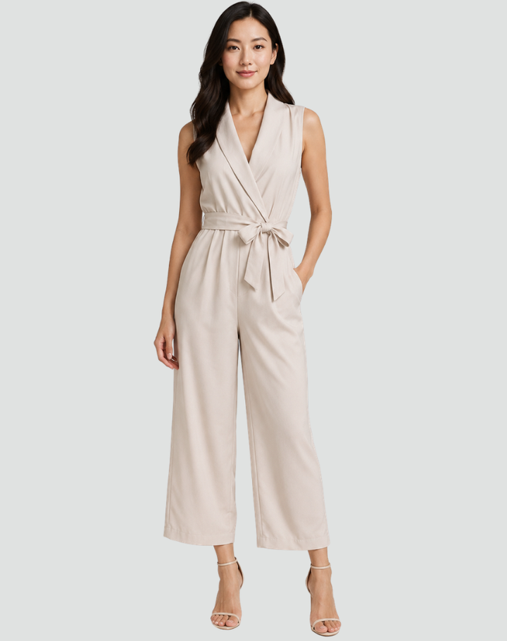 Alice | Combinaison Femme Portefeuille Sans Manches Jambe Large