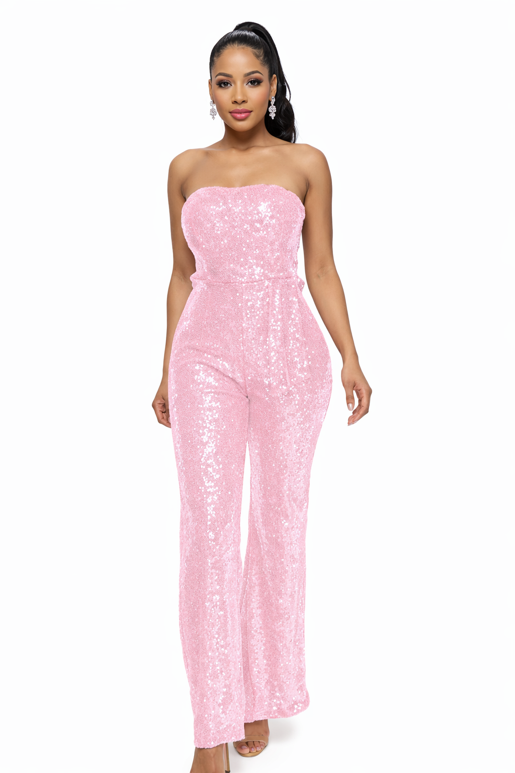 Alice | Combinaison Pantalon Bustier Femme Sequins Noir