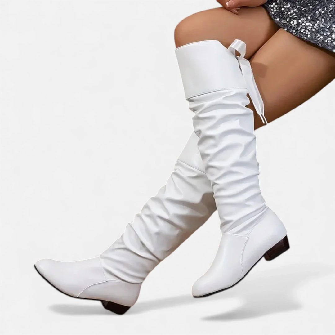 Alice | Cuissardes Femme Rouges Cuir Vegan Talon Bas
