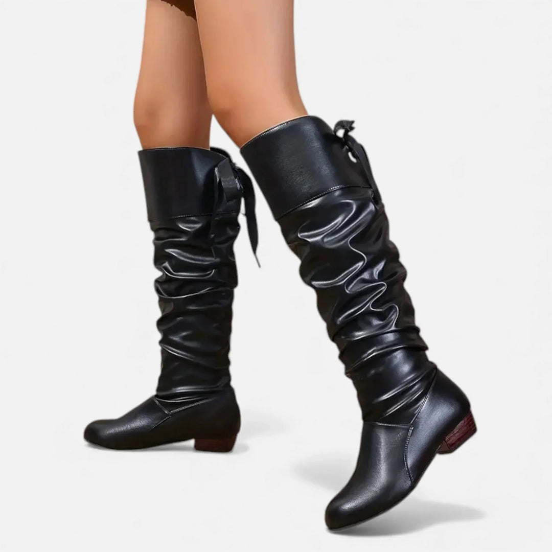 Alice | Cuissardes Femme Rouges Cuir Vegan Talon Bas
