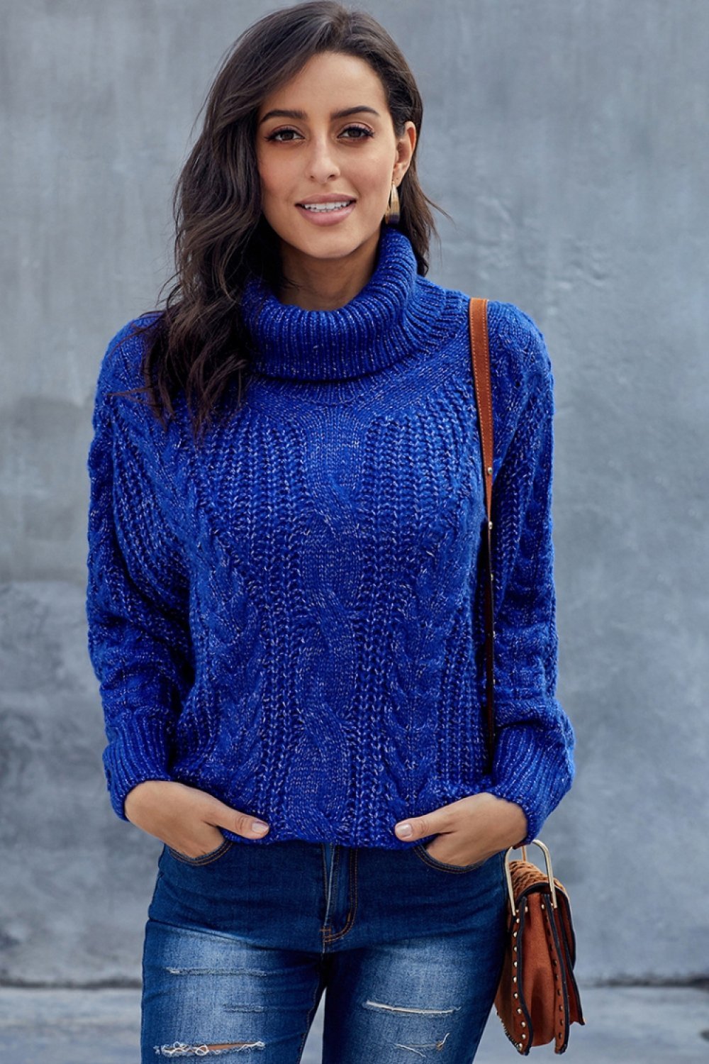Alice | Pull Col Roulé Torsadé Femme Marron