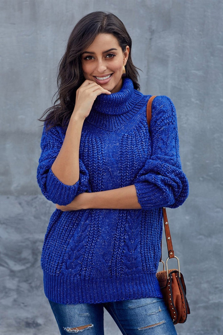Alice | Pull Col Roulé Torsadé Femme Marron