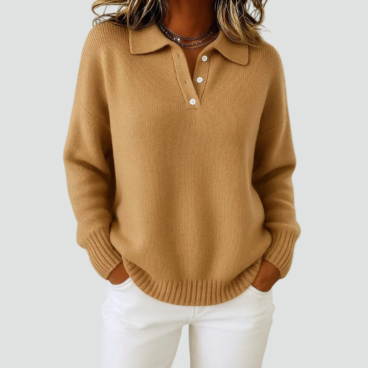 Alice | Pull Polo Femme Laine Boutonné Bleu Clair